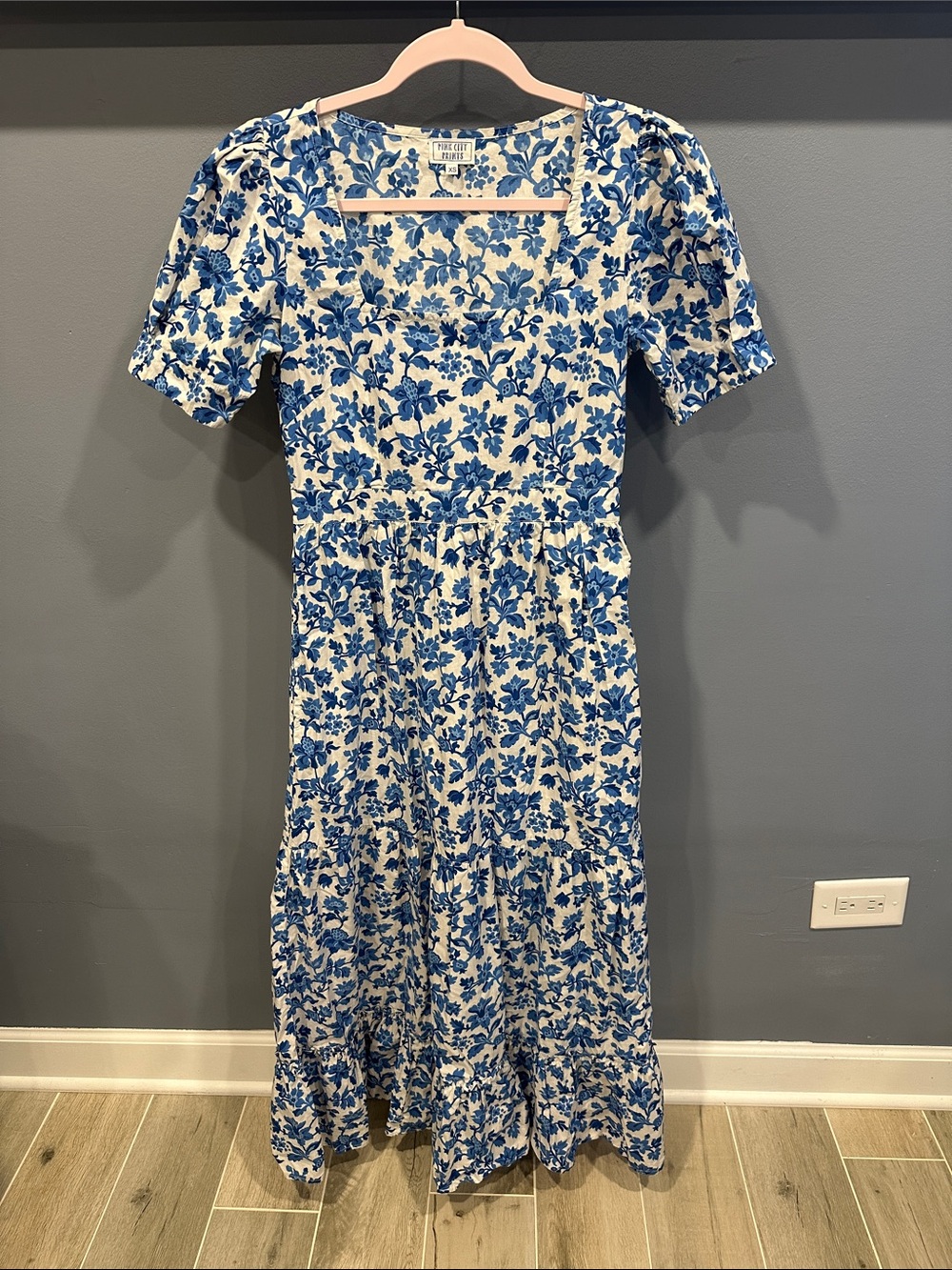 Tuckernuck Pink City Prints 100% Cotton Blue & White Floral Dress Size XS